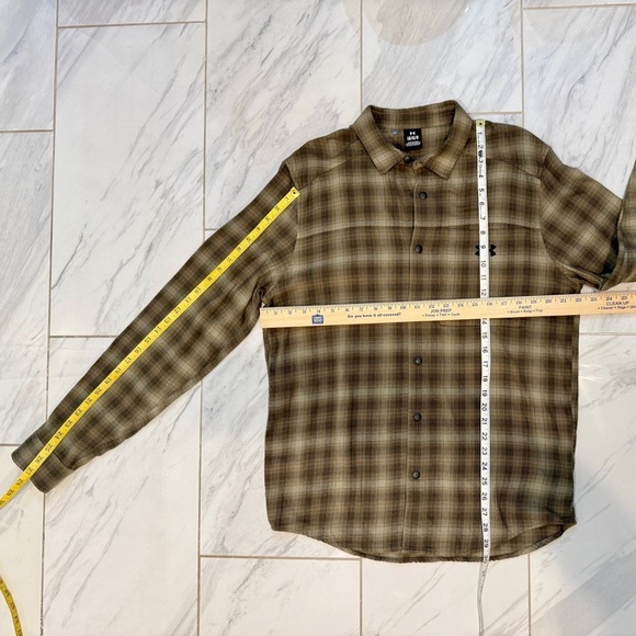 Under Armour Flannel Button-Down Shirt | Olive/Plaid | Men's Size - Large - Picture 14 of 14